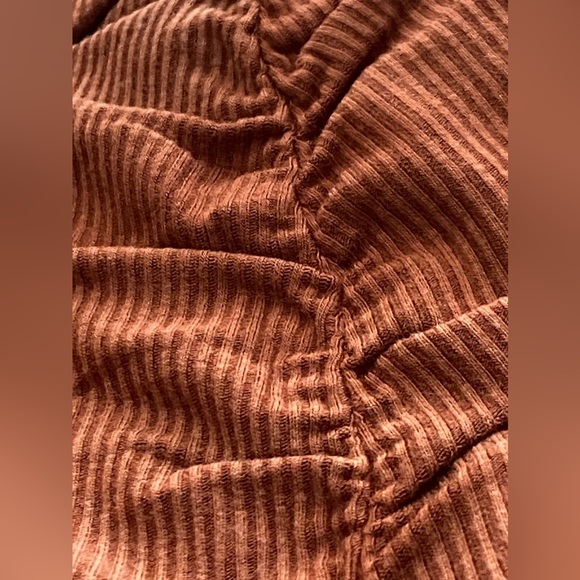 ✌🏼 #1381 Fun Rusty Ruched Stone Washed V Neck Long Sleeve Top - Picture 12 of 17